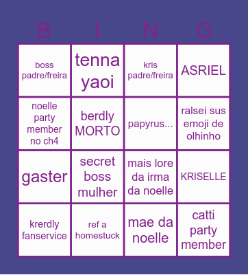 deltarune Bingo Card