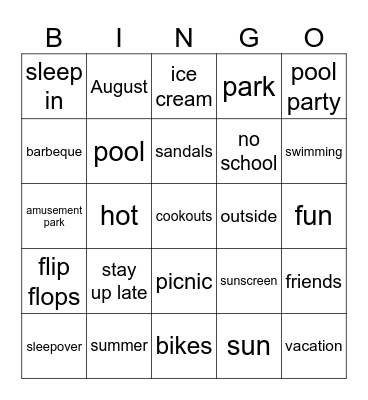 Summer BINGO Card