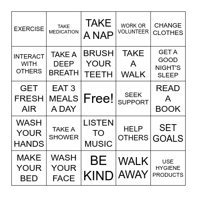 LIFE SKILLS Bingo Card