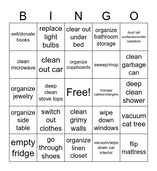 Spring Cleaning :) Bingo Card