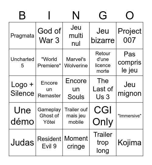 State of Play 2025 Bingo Card