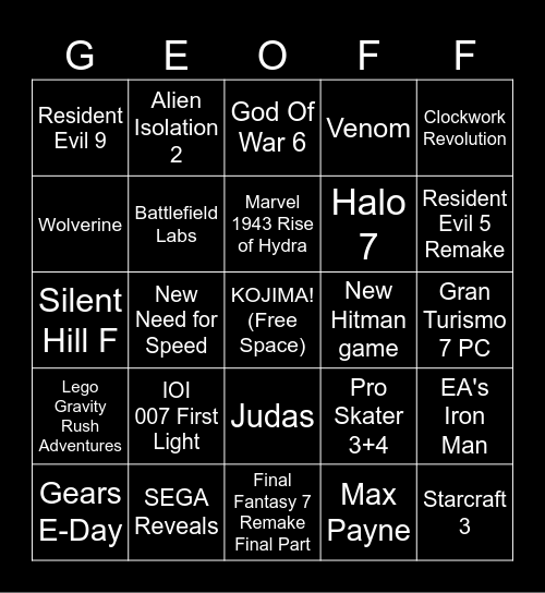 Summer Games Fest 2025 Bingo Card