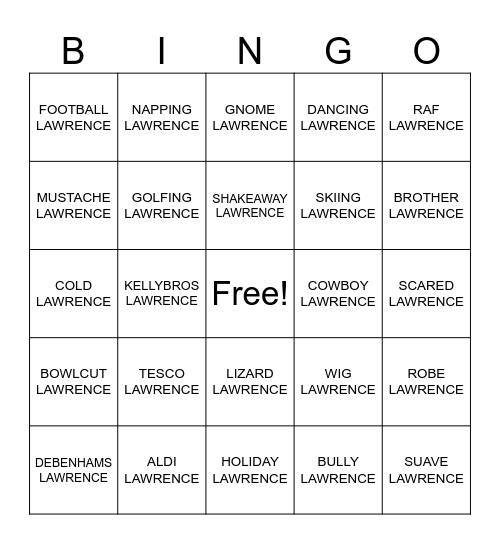 LAR-MITZVAH BINGO Card