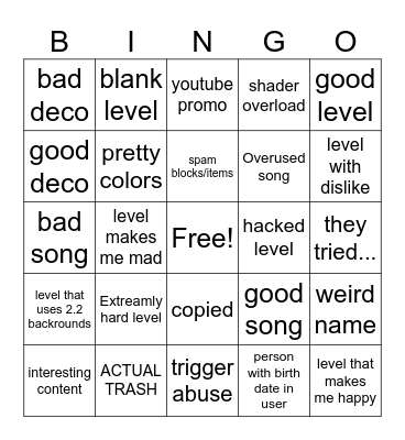 recent tab bingo Card