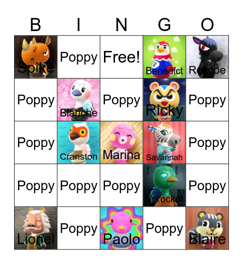 Animal crossing bingo! Bingo Card