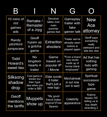 Summer games fest 2025 (scifri community edition) Bingo Card