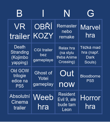 State of Play 4.6. 2025 Bingo Card