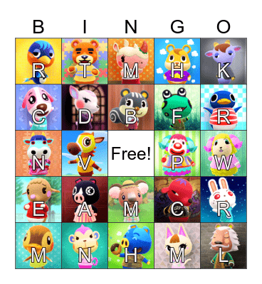 Animal Crossing Bingo Card