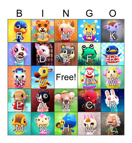 Animal Crossing Bingo Card