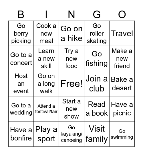 Yinghua Staff Summer Fun Bingo Card