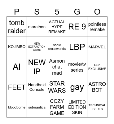 STATE OF PLAY BINGO Card