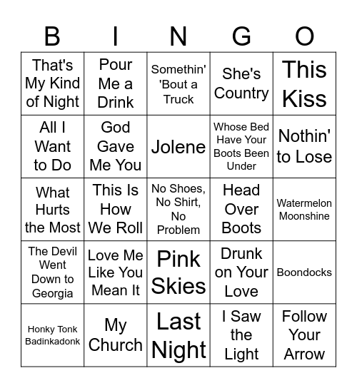 Country Music Bingo #3 Bingo Card