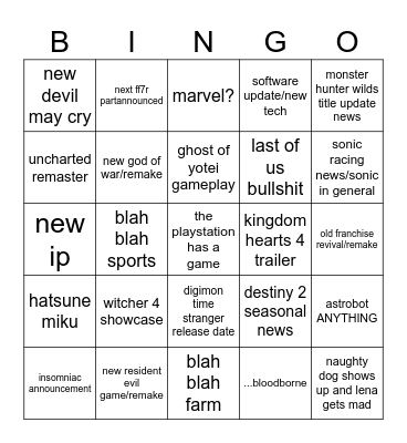 STATE OF PLAY 2025 Bingo Card