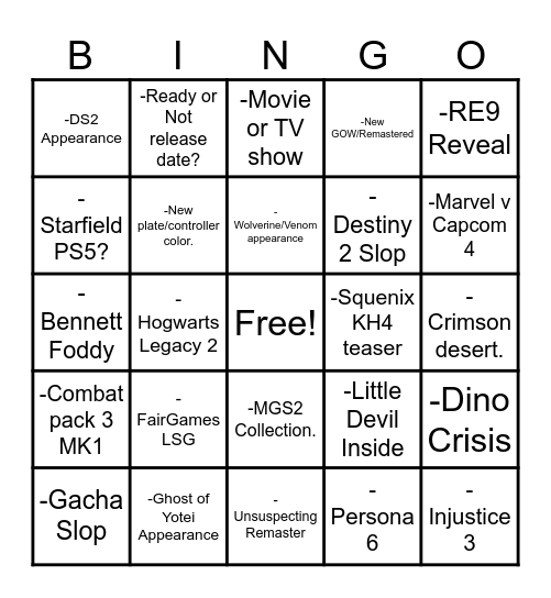 Untitled Bingo Card