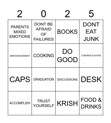 GRADUATES Bingo Card