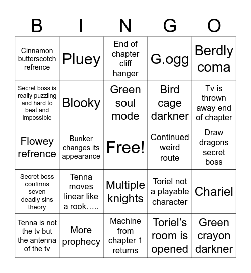 Chapter 3 Bingo Card