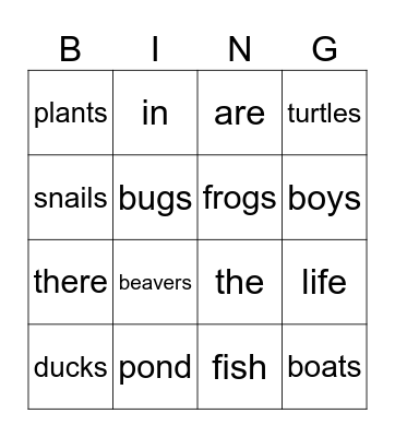 pond life Bingo Card