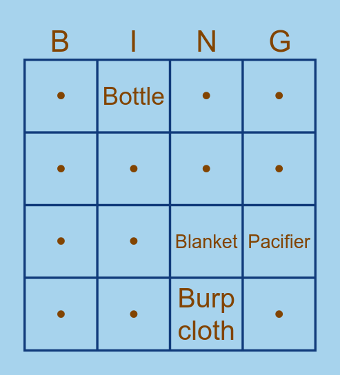Ems Baby Shower Bingo Card