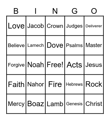 Father's Day Bible Bingo Card