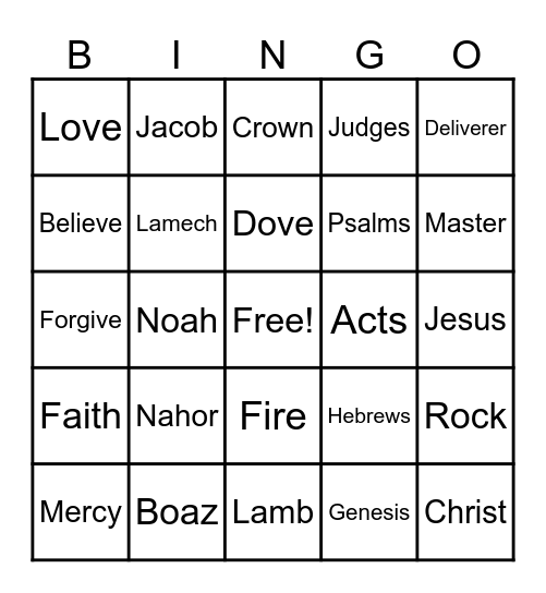 Father's Day Bible Bingo Card