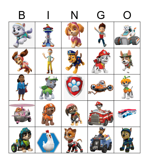 Paw Patrol BINGO Card