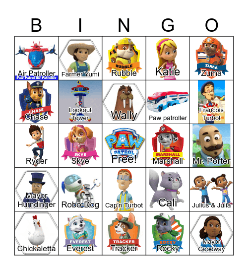 PAW PATROL Bingo Card