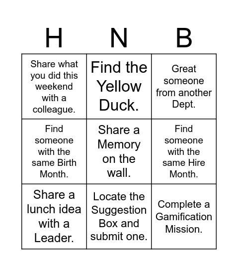 Colleague Appreciation Week Bingo Card