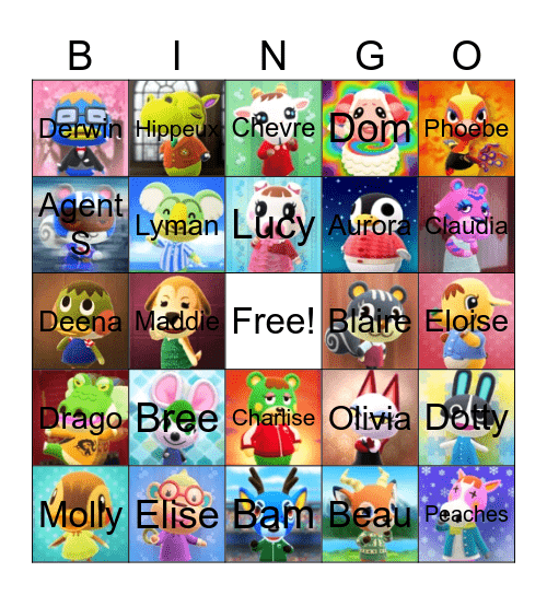 Animal Crossing Villager Hunting Bingo Card
