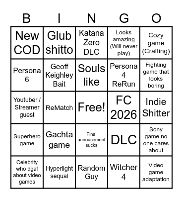 Guaranteed Annoucment Bingo Card