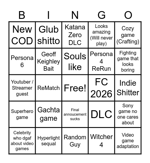 Guaranteed Annoucment Bingo Card