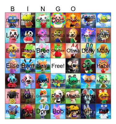 Animal Crossing Villager Hunting Bingo Card
