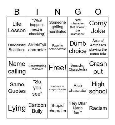 Dhar Mann Bingo Card