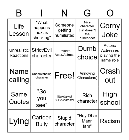Dhar Mann Bingo Card