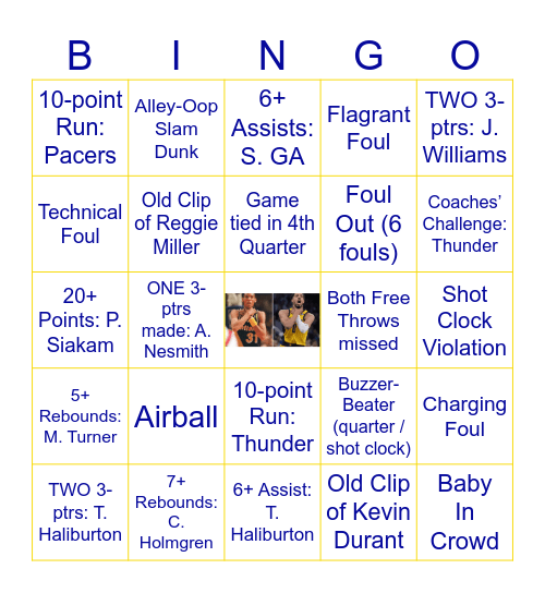 #GoPACERS2025 Bingo Card