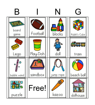 Toys Bingo Card