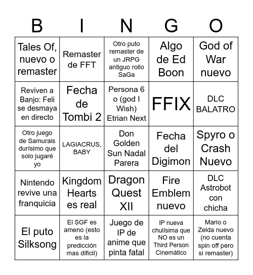 JUNIO JUGÓN DRAZZ Bingo Card