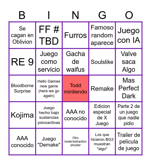NO E3 2025 Bingo Card