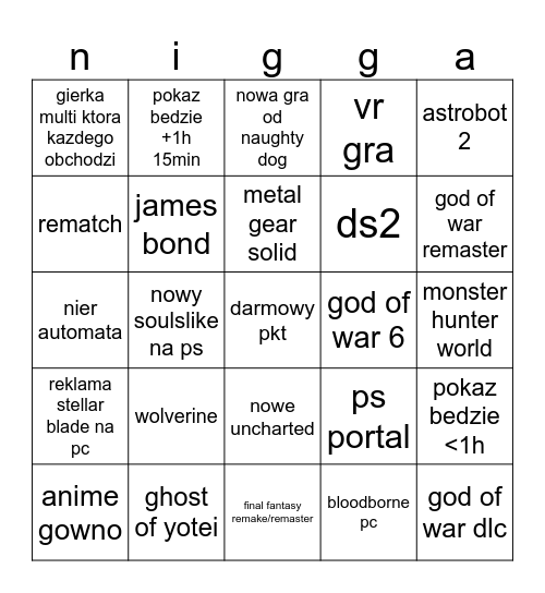ps Bingo Card
