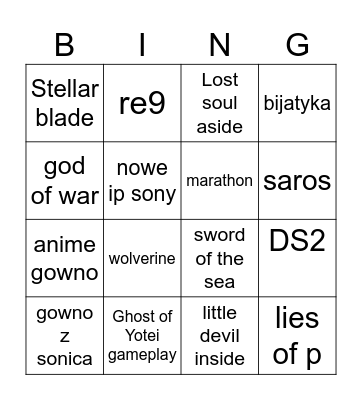 sop Bingo Card