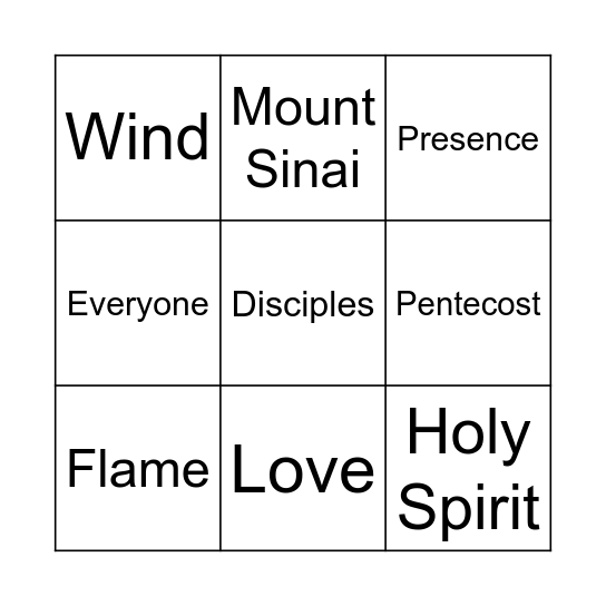 Pentecost Bingo - cross off the words as you hear them! Bingo Card