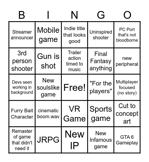 State Of Play 06.04.25 Bingo Card