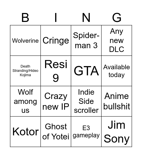 Untitled Bingo Card