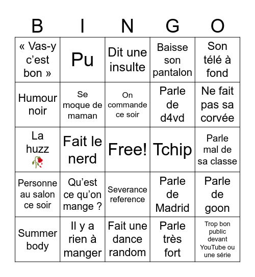Vincent bingo Card