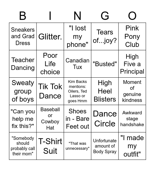Graduation 2025 Bingo Card