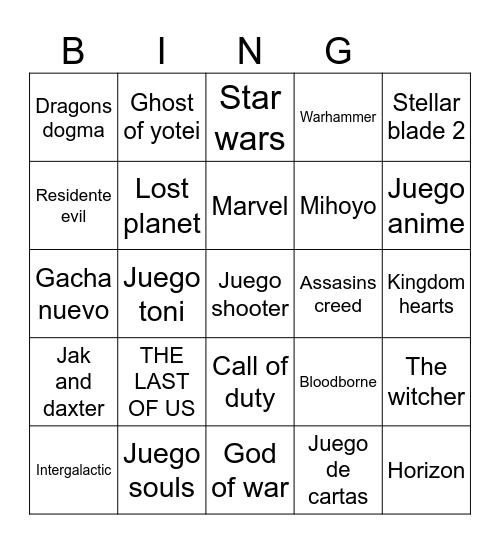 State of play Bingo Card