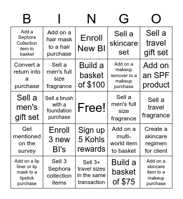 Sephora Bingo Card