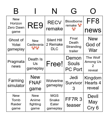 playstation state of play Bingo Card
