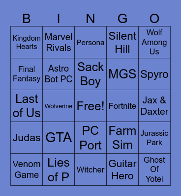 State of Play Bingo Card