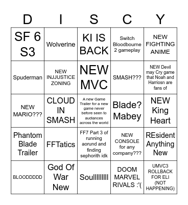 Gaming Week Bingo Card