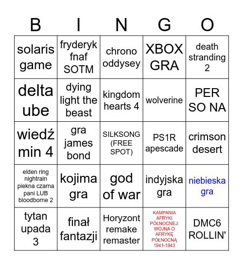 S T A N   R O Z E G R A N I A   B I N G O Bingo Card